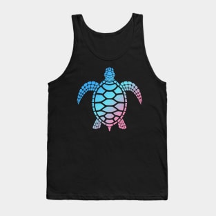 Save The Turtle Amazing Art Of Turquoise & Light Pink Color Tank Top